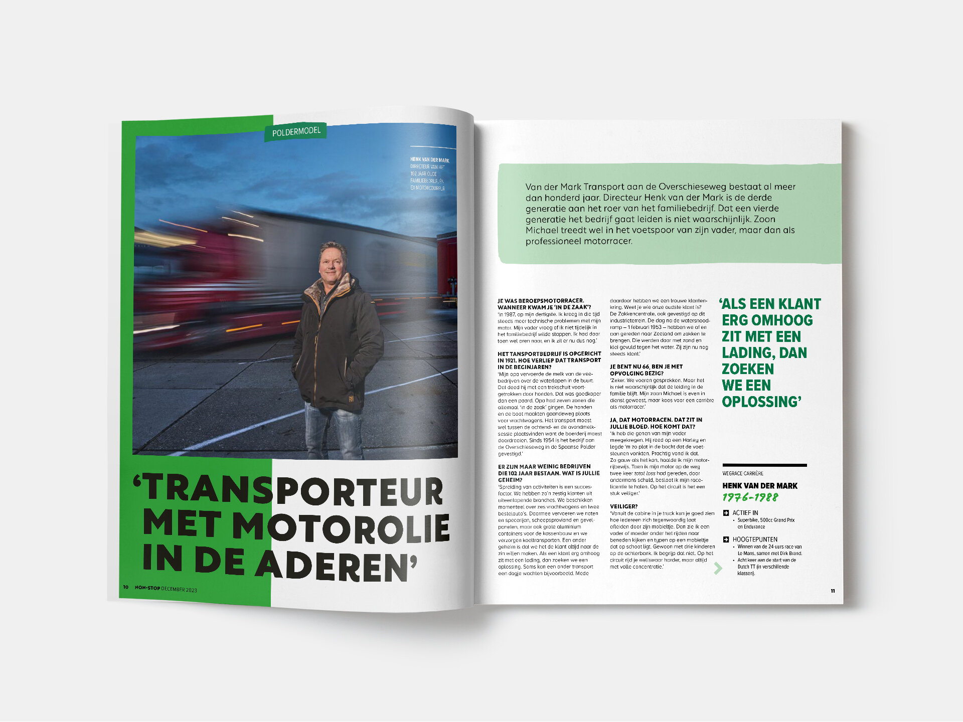 NOn-stop magazine: pagina over transportbedrijf in de Spaanse polder 